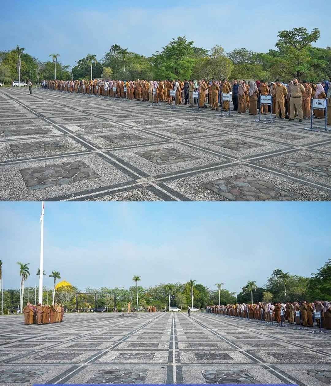 WAKIL BUPATI SIAK PIMPIN APEL PAGI BERSAMA JAJARAN ASN DAN HONORER, DILAPANGAN KANTOR BUPATI SiAK