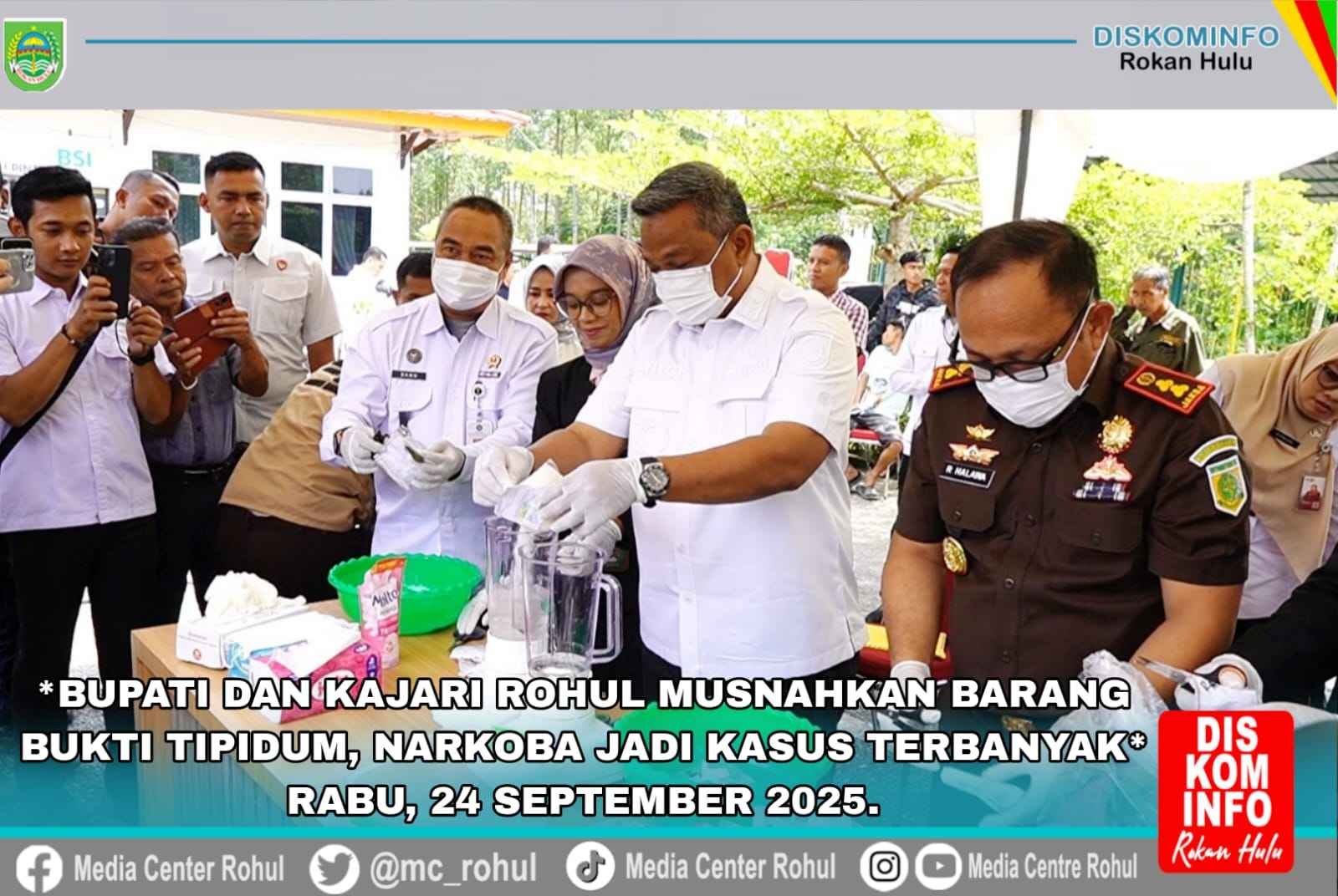 Bupati dan Kajari Rohul Musnahkan Barang Bukti Tipidum, Narkoba Jadi Kasus Terbanyak