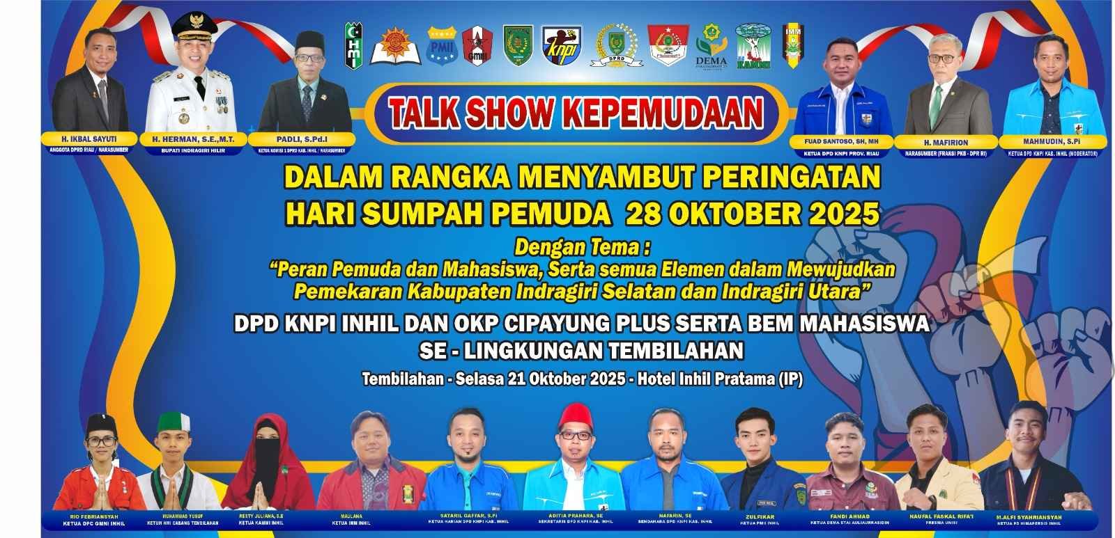 Sedang Berlangsung, Hadirkan Anggota DPR RI, KNPI Inhil Gelar Diskusi Pemekaran Inhil Utara dan Inhil Selatan 