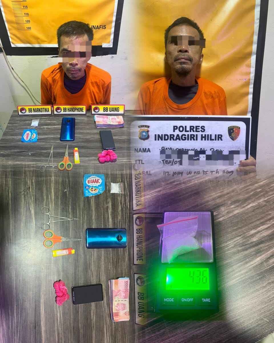 POLRES INDRAGIRI HILIR BERHASIL UNGKAP KASUS NARKOTIKA JENIS SHABU SEBERAT 4,36 GRAM