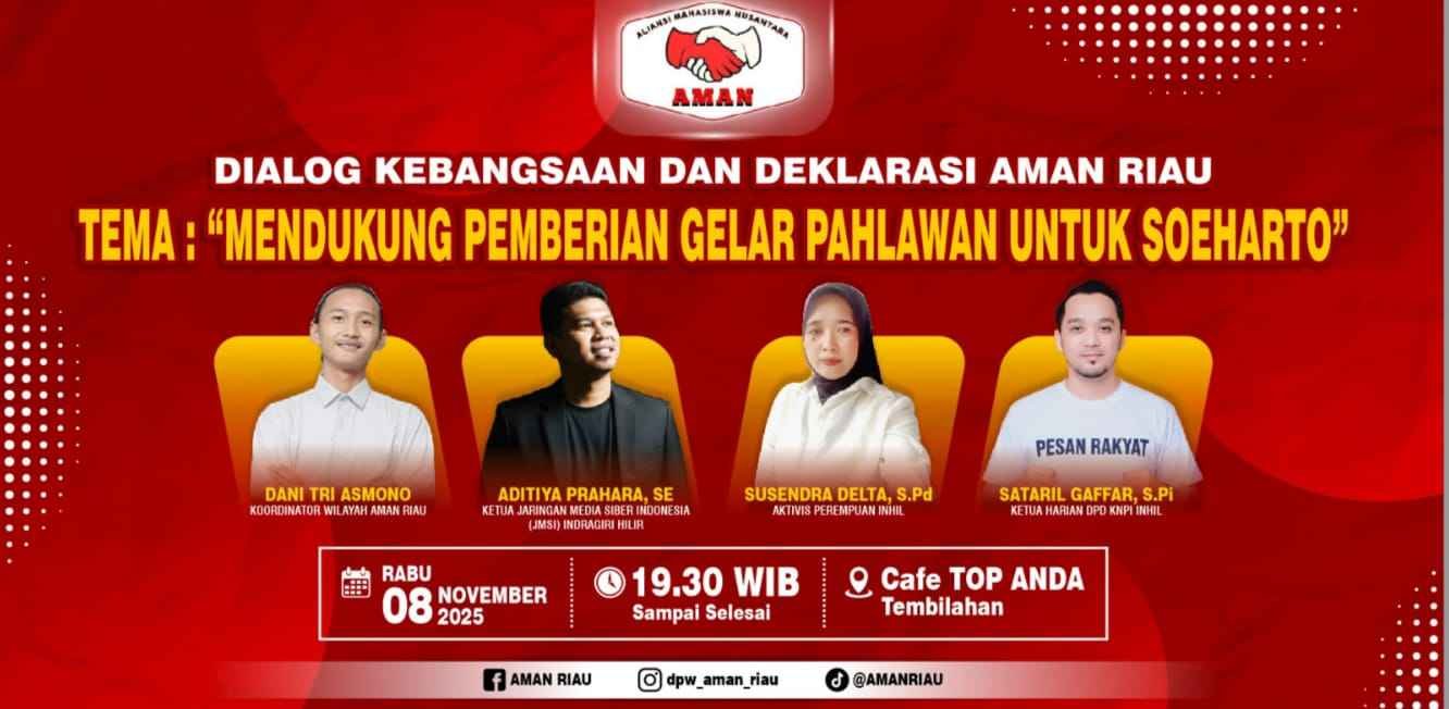 Sedang Berlangsung, Dialog Kebangsaan dan Deklarasi AMAN Riau Dukung Pemberian Gelar Pahlawan untuk Soeharto