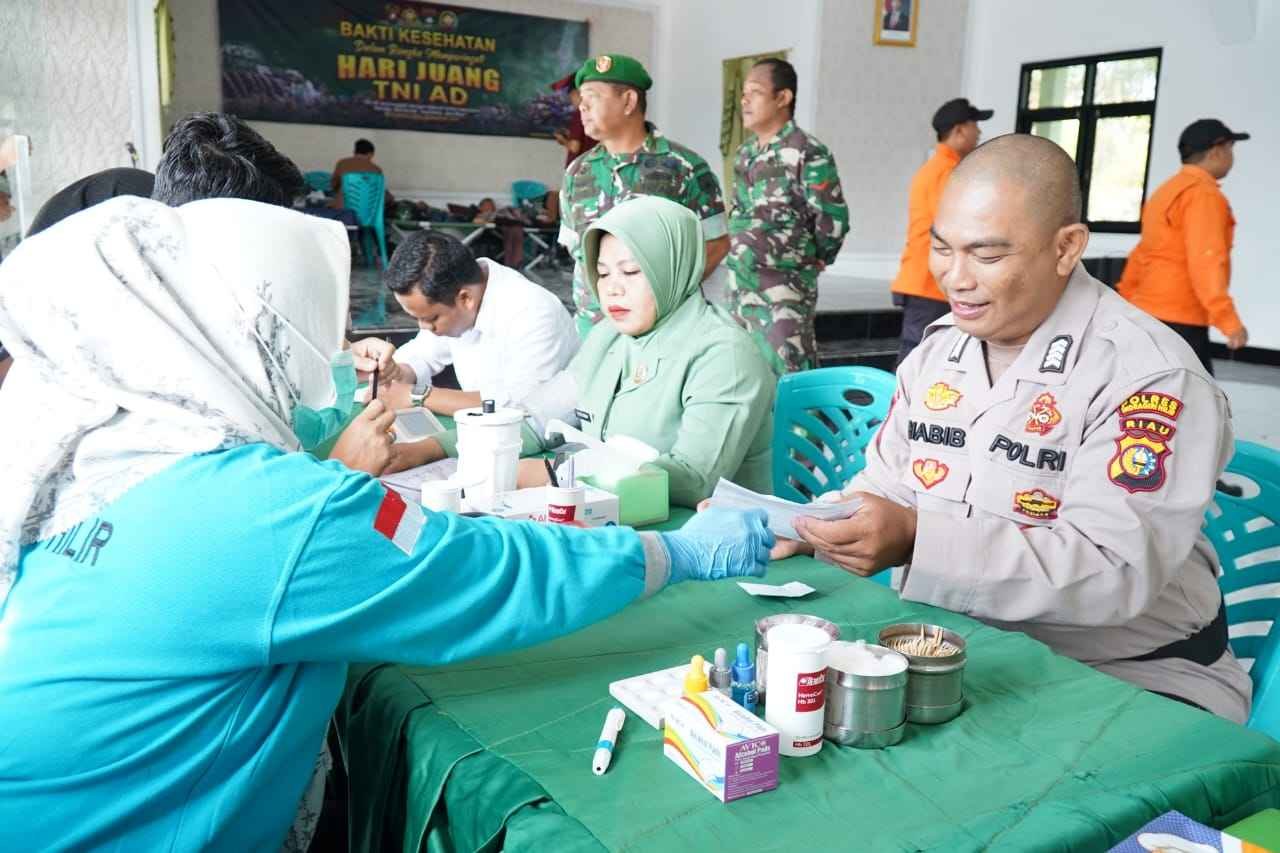 ‎Setetes Darah untuk Negeri: Kodim 0314/Inhil Gelar Bakti Kesehatan di Hari Juang TNI AD 2025 ‎