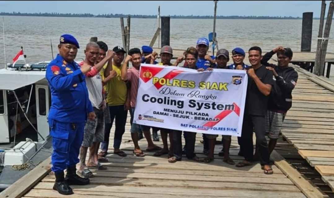 Cooling System Pilkada 2024,Satpolairud Polres Siak Lakukan Sambang Pesisir di Wilayah Kampung Mengkapan Sungai apit